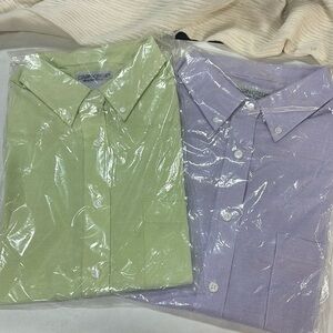 Cabin Creek 2 short sleeve spring green and lavender pocket button up shirts